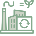 工廠直營植纖製品生產示意圖，呈現循環製造與環保包裝供應鏈概念